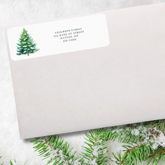 Simple Tree Christmas Return-adreslabel Etiket