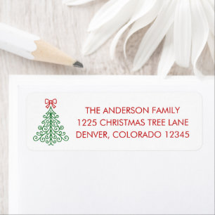 Simple Tree Modern kerstretouradres Etiket