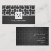 Simple Trellis Pattern Monogram Black Visitekaartje (Voorkant / Achterkant)