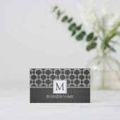 Simple Trellis Pattern Monogram Black Visitekaartje (Staand voorkant)