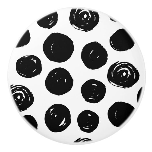Simple Trendy Black Polka Dots Ceramic Knob. Keramische Knop (Voorkant)