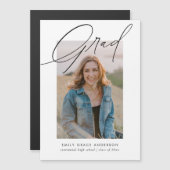 Simple Trendy Calligraphy Photo Afstuderen Magnetische Uitnodiging (Voorkant / Achterkant)