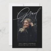 Simple Trendy Calligraphy Three Photo Afstuderen Aankondiging (Voorkant)