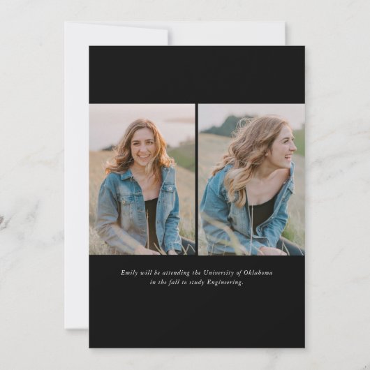 Simple Trendy Calligraphy Three Photo Afstuderen Aankondiging (Achterkant)