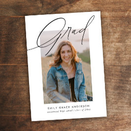 Simple Trendy Calligraphy Three Photo Afstuderen Aankondiging