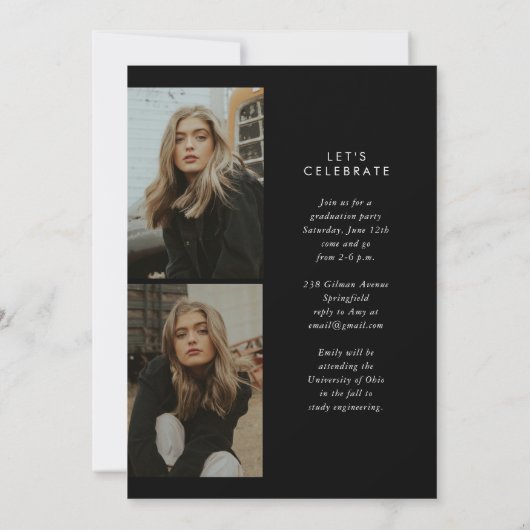 Simple Trendy Calligraphy Three Photo Afstuderen Kaart (Achterkant)
