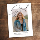 Simple Trendy Calligraphy Three Photo Afstuderen Kaart