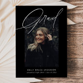 Simple Trendy Calligraphy Three Photo Afstuderen Kaart