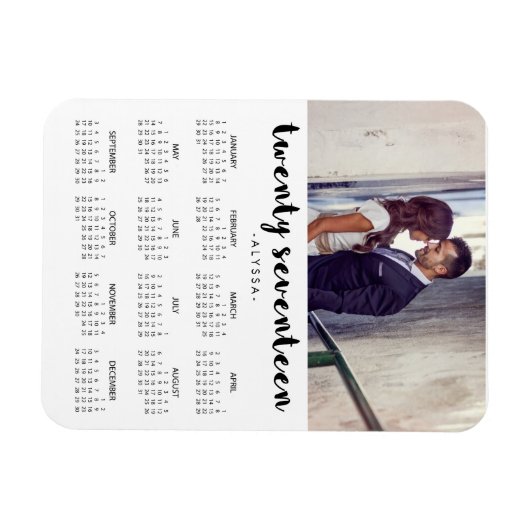 Simple Trendy Typography 2017 Photo Calendar Magneet (Horizontaal)