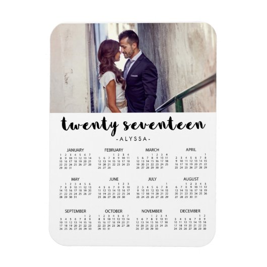 Simple Trendy Typography 2017 Photo Calendar Magneet (Verticaal)