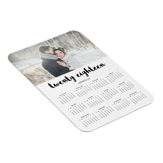 Simple Trendy Typography 2018 Photo Calendar Magneet (Rechterzijde)
