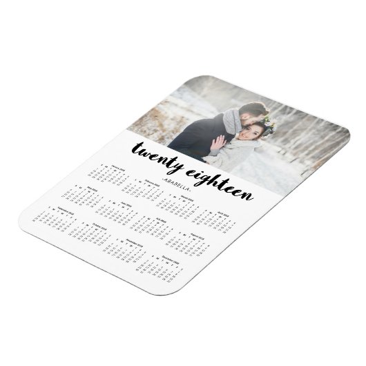 Simple Trendy Typography 2018 Photo Calendar Magneet (Linkerzijde)