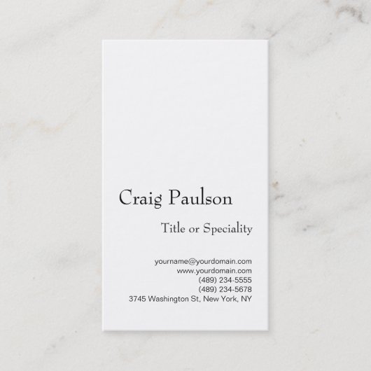 Simple Trendy White Consultant Visitekaartje (Voorkant)