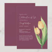 Simple Tulip Celebration of Life Funeral Kaart (Voorkant / Achterkant)