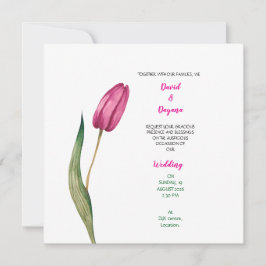 Simple tulip flower invitation save the date
