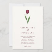 Simple Tulip Ivory Minimal Photo Wedding Kaart (Voorkant)