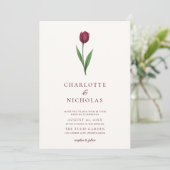 Simple Tulip Ivory Minimal Photo Wedding Kaart (Staand voorkant)
