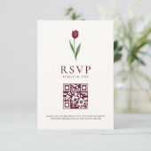 Simple Tulip Ivory Minimalist Wedding QR Code RSVP Kaartje (Staand voorkant)