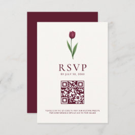 Simple Tulip Ivory Minimalist Wedding QR Code RSVP Kaartje