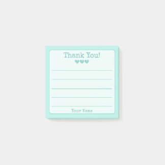 Simple Turquoise Blue Jouw naam Dank je Post-it® Notes