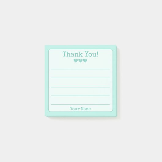 Simple Turquoise Blue Jouw naam Dank je Post-it® Notes (Voorkant)