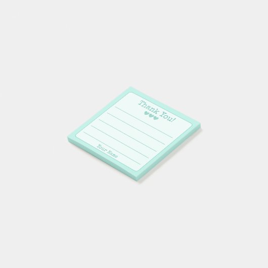 Simple Turquoise Blue Jouw naam Dank je Post-it® Notes (Schuin)