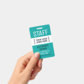 Simple Turquoise Event Staff Bedrijf Logo Naam ID Badge (Handheld)