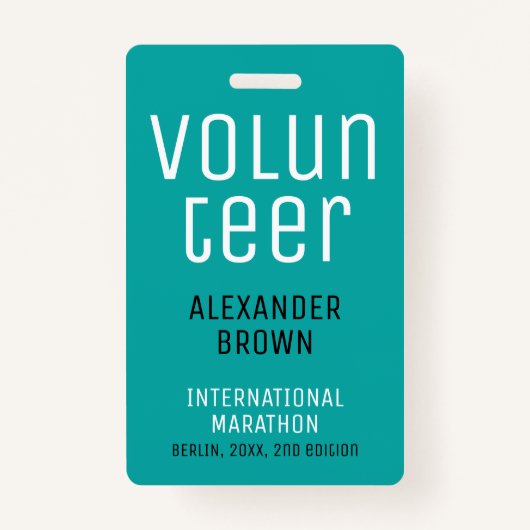 Simple Turquoise Event Vrijwilliger QR Code Naam I Badge (Voorkant)