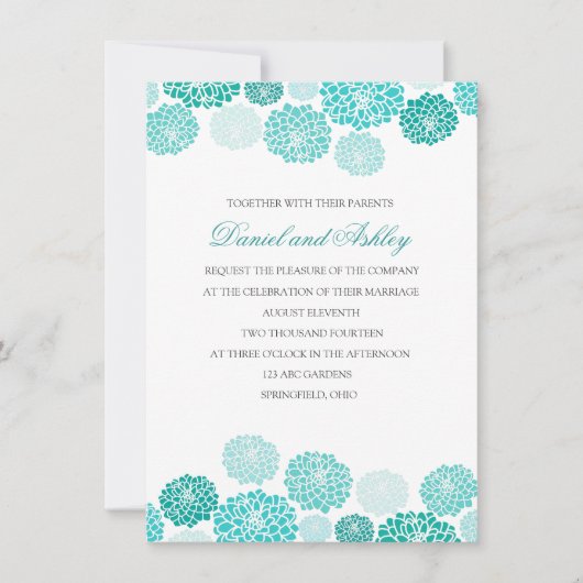 Simple Turquoise Garden Wedding Kaart (Voorkant)