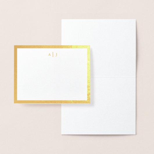 Simple Two Monogram Gold Border Folie Kaarten (Display)