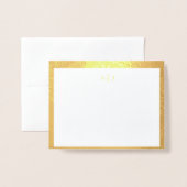 Simple Two Monogram Gold Border Folie Kaarten (Voorkant met envelop)