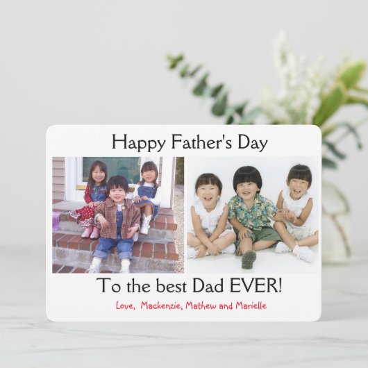 Simple Two Photo Collage Vaderdag Feestdagenkaart (Staand voorkant)