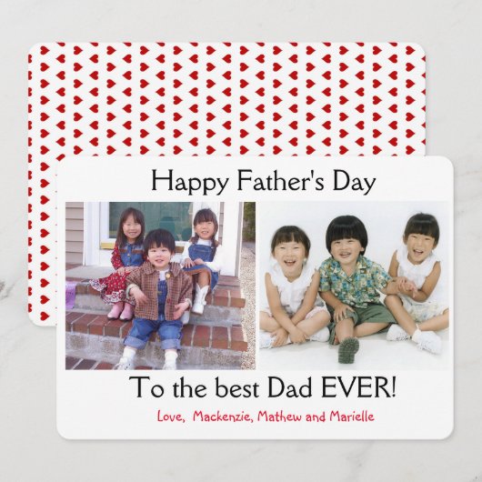 Simple Two Photo Collage Vaderdag Feestdagenkaart (Voorkant / Achterkant)