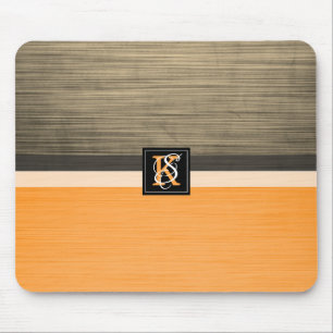 Simple Two Tone Oranje and Sepia Initialen Monogra Muismat