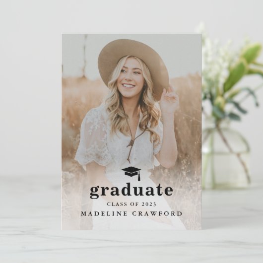 Simple Type 2 Photo Afstuderen Kaart (Staand voorkant)
