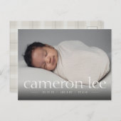 Simple Type Baby Birth Photo Announding Briefkaart (Voorkant / Achterkant)