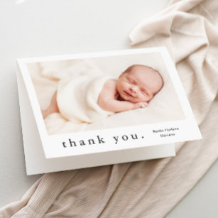 Simple Type Photo-Baby Bedankkaart