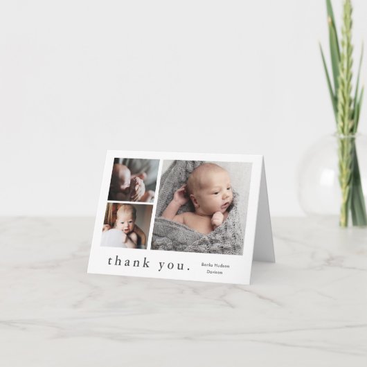 Simple Type Photo Collage Baby Bedankkaart (Voorkant)