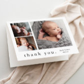 Simple Type Photo Collage Baby Bedankkaart