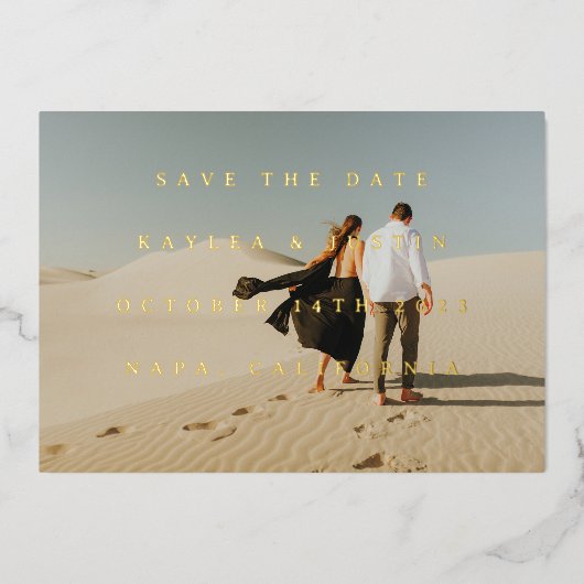 Simple Typographic Full Photo Dubbelzijd 3 Photo Folie Uitnodiging (Voorkant)