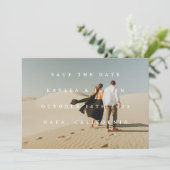 Simple Typographic Full Photo Dubbelzijd 3 Photo Save The Date (Staand voorkant)