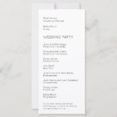 Simple Typography Black White Wedding Program (Achterkant)