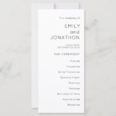 Simple Typography Black White Wedding Program (Voorkant)