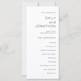 Simple Typography Black White Wedding Program