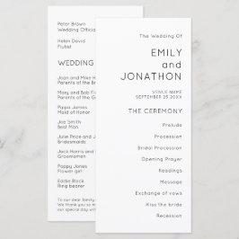 Simple Typography Black White Wedding Program