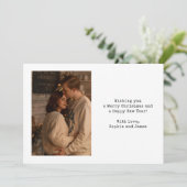 Simple Typography Couple Photo Black Christmas Feestdagenkaart (Staand voorkant)