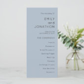 Simple Typography Dusty Blue Wedding Programme (Staand voorkant)