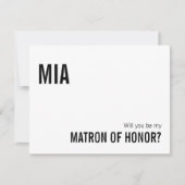 Simple Typography Matron of Honor proposal Kaart Notitiekaartje (Voorkant)