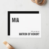 Simple Typography Matron of Honor proposal Kaart Notitiekaartje (Voorkant / Achterkant in situ)