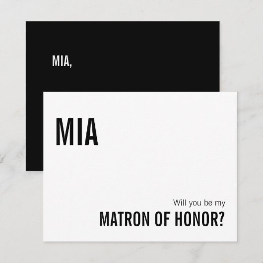 Simple Typography Matron of Honor proposal Kaart Notitiekaartje (Voorkant / Achterkant)